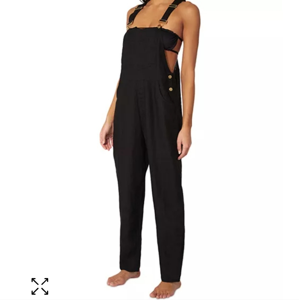 WEWOREWHAT Basic Linen Overalls in Navy Size S NWT Natural Fibers